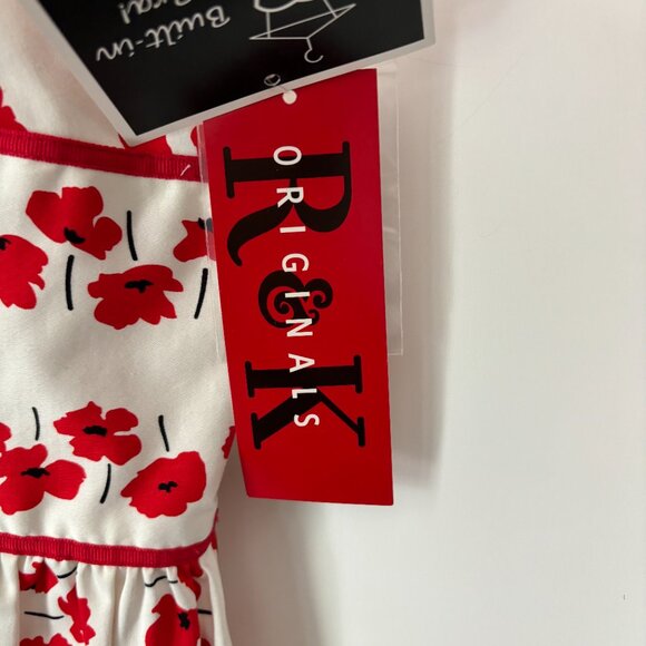 Vintage R&K Originals Red Poppy Flower Built in Bra Fit and Flare Sundress 10 - Picture 8 of 15